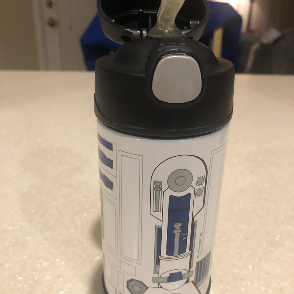 EUC STAR WARS R2 D2 Thermos with flip top and straw - Picture 2 of 5